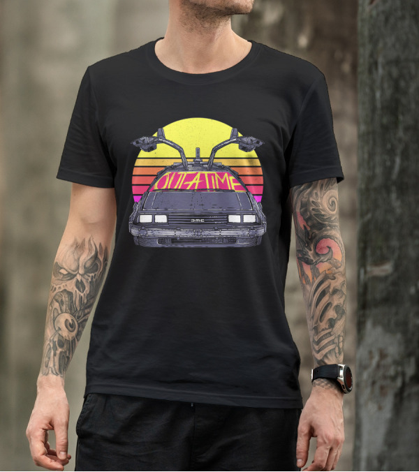 Outatime 80s DeLorean Sunset Vintage Style Retro Car T-Shirt