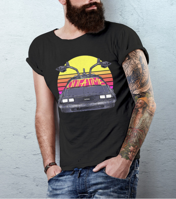 Outatime 80s DeLorean Sunset Vintage Style Retro Car T-Shirt