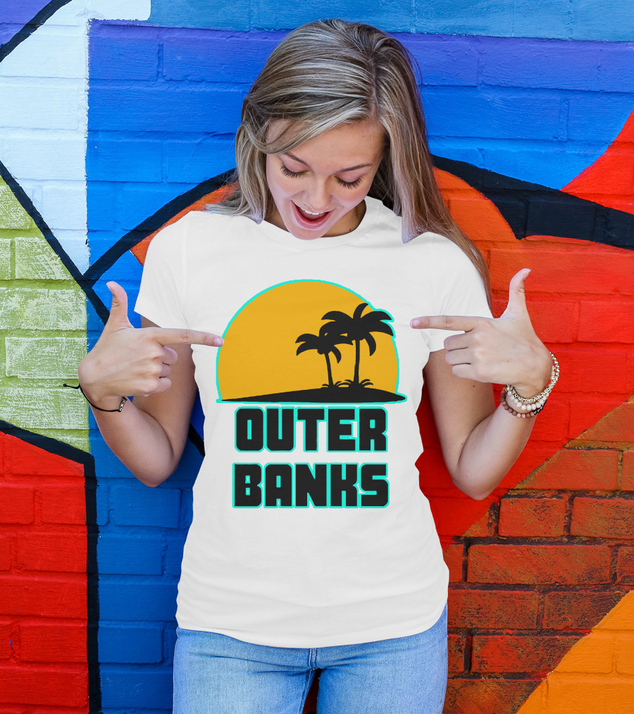 Outer Banks Sunset With Palm Trees T-Shirt