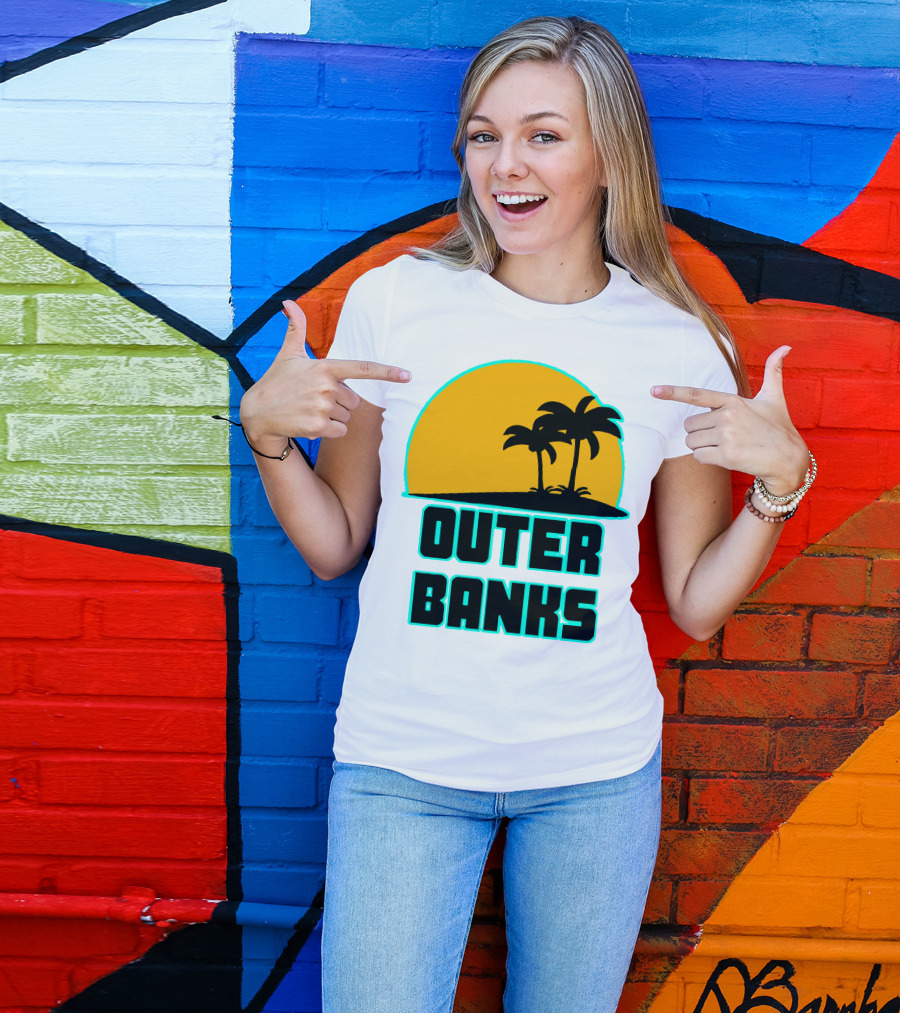 Outer Banks Sunset With Palm Trees T-Shirt