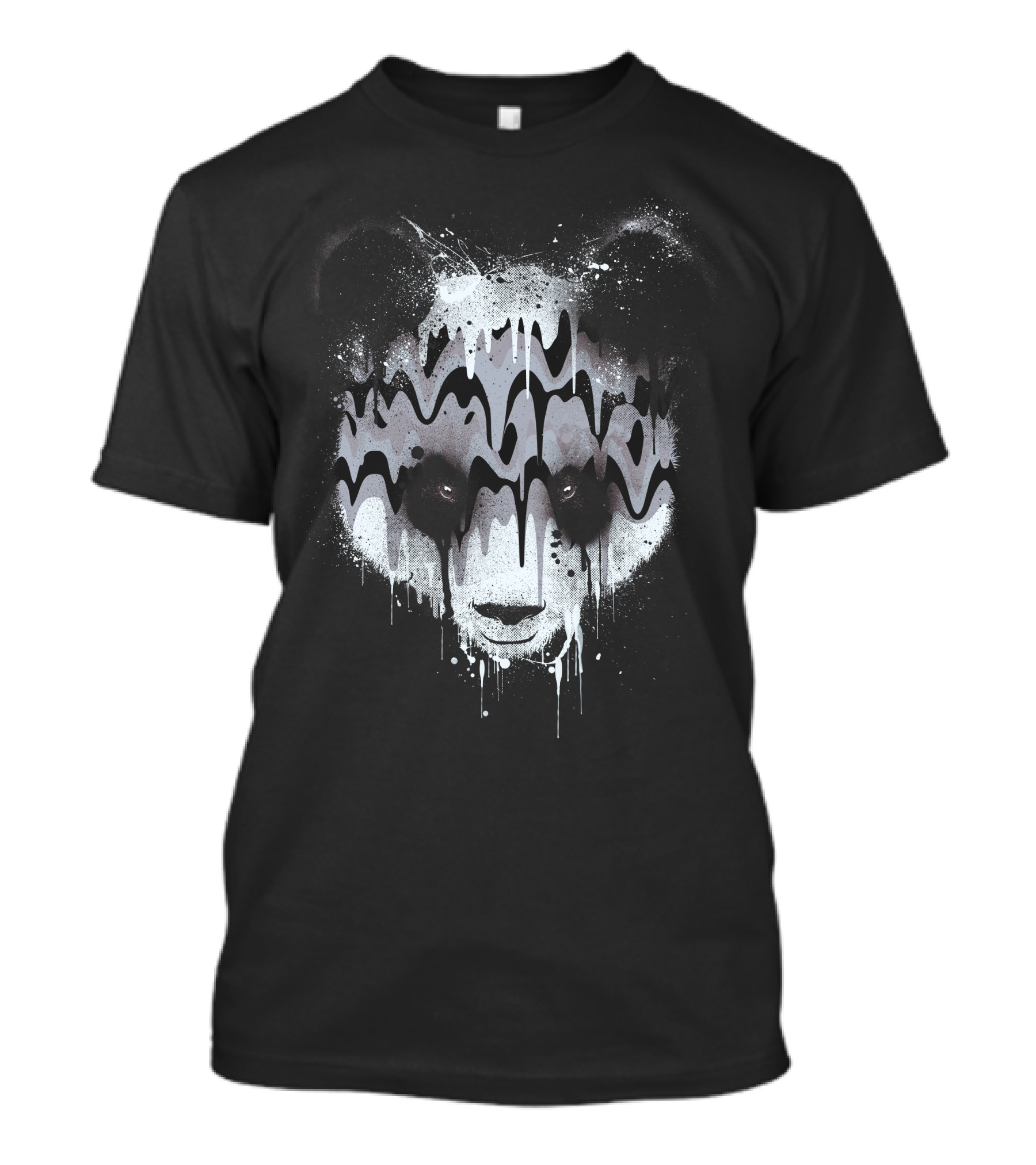 Dripping Panda Face Spray Paint Splatter T-Shirt