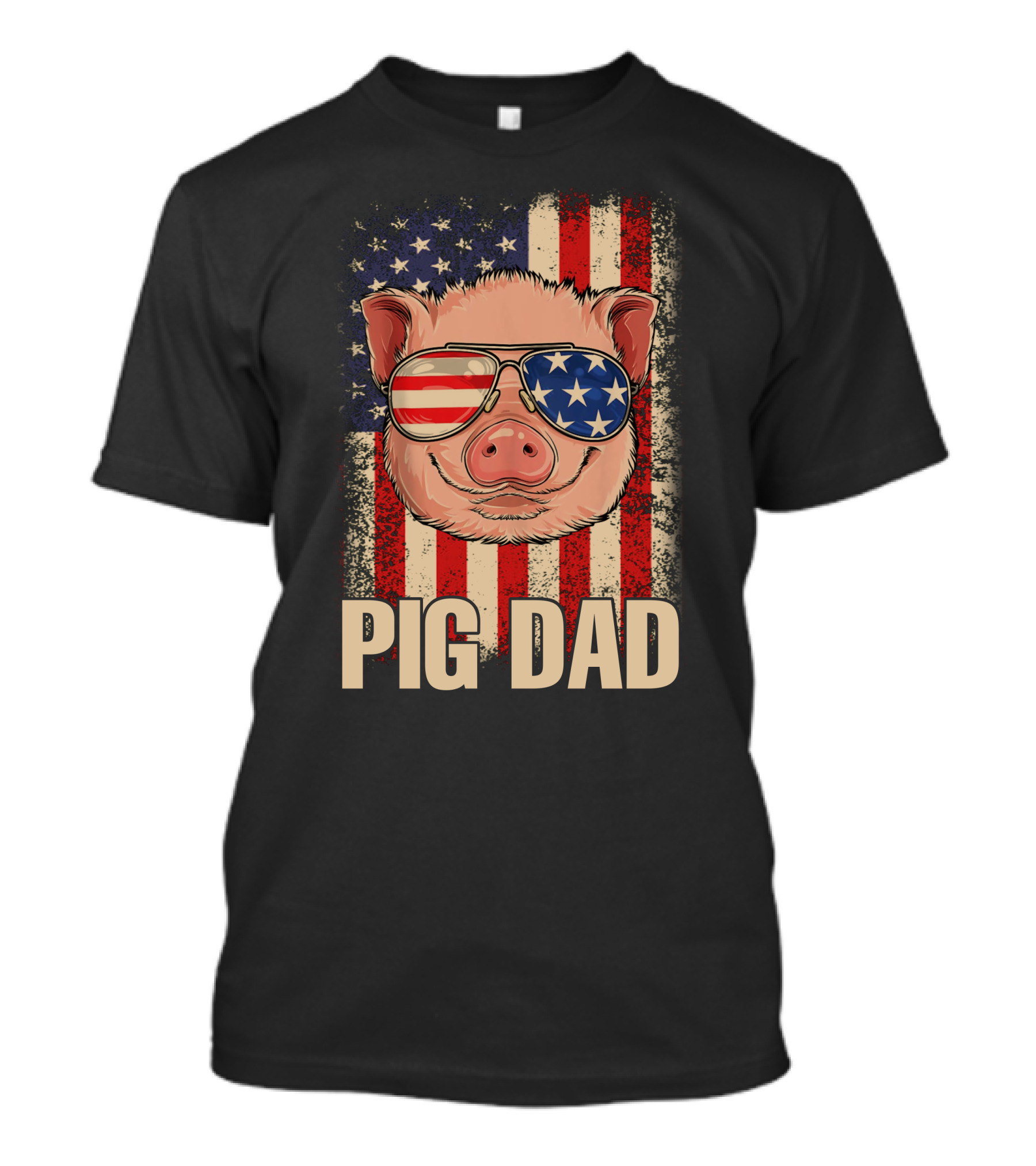 Pig Dad American Flag Patriotic Sunglasses 4Th Of July T-Shirt
