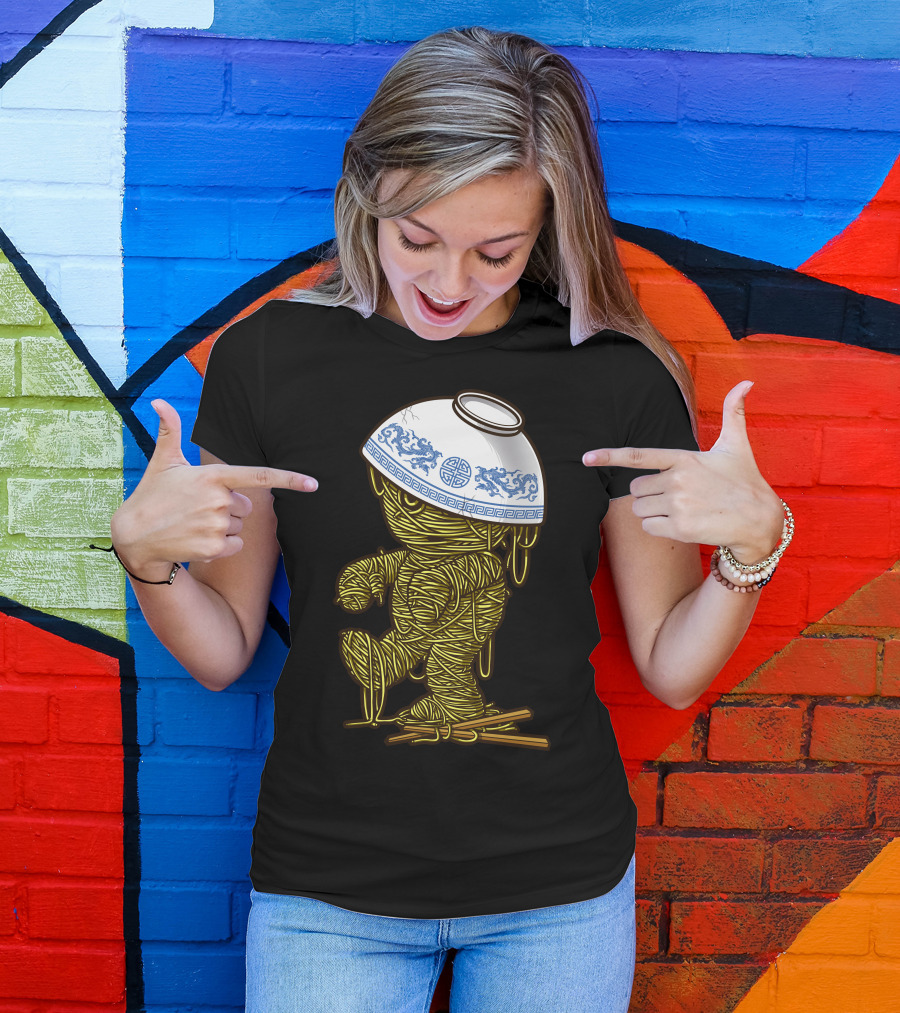 Return Of Ramenses Noodle Creature With Blue Pattern Bowl Hat T-Shirt