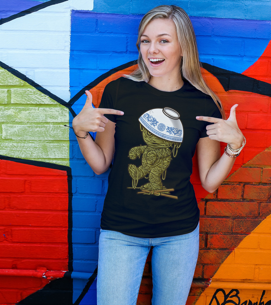 Return Of Ramenses Noodle Creature With Blue Pattern Bowl Hat T-Shirt