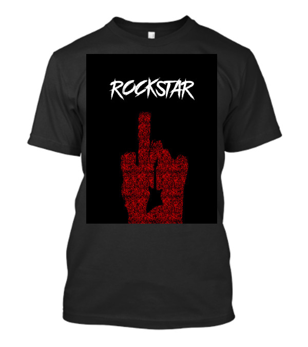 ROCKSTAR Middle Finger Hand Gesture With Guitar T-Shirt