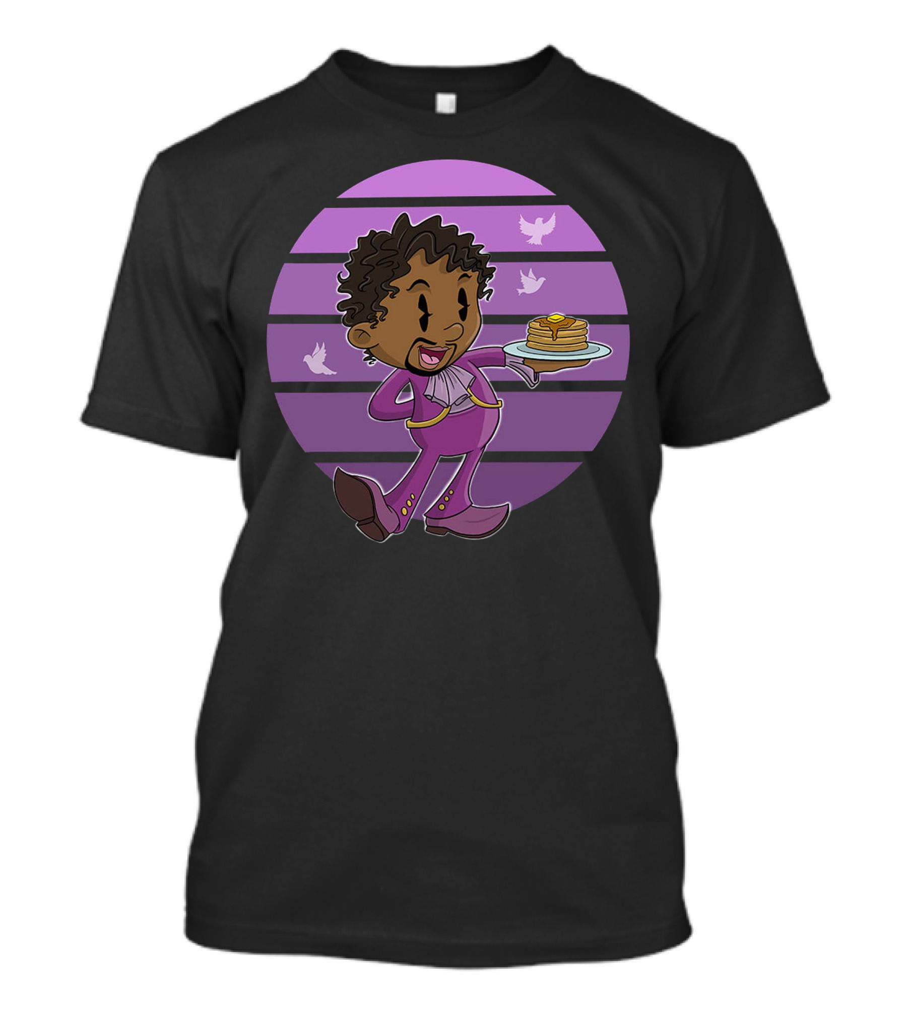 Purple Prince With Pancakes And Dove Stripes T-Shirt