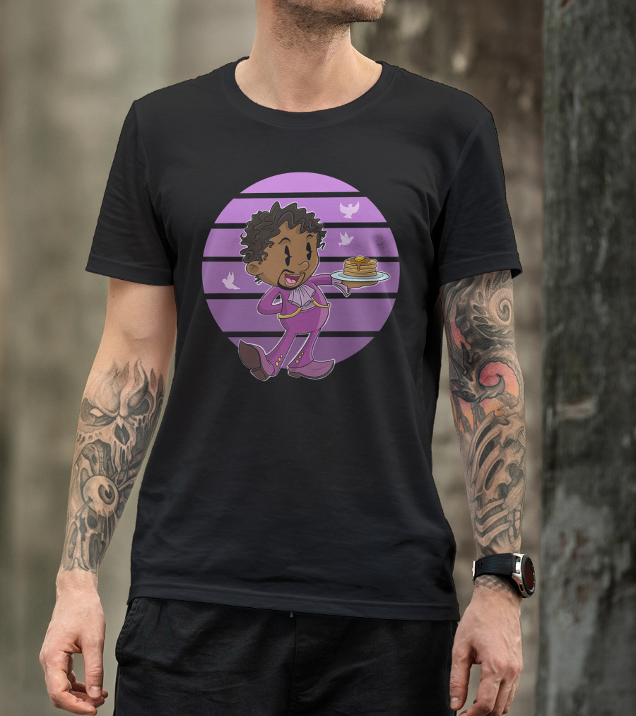 Purple Prince With Pancakes And Dove Stripes T-Shirt