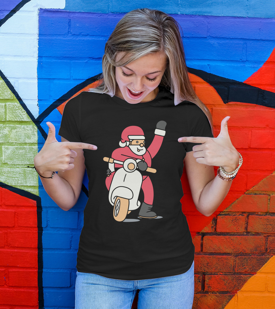 Santa Riding A Scooter T-Shirt