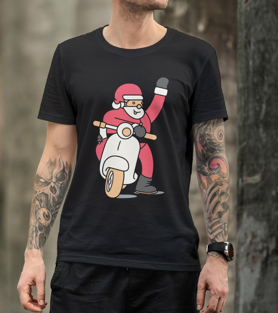 Santa Riding A Scooter T-Shirt