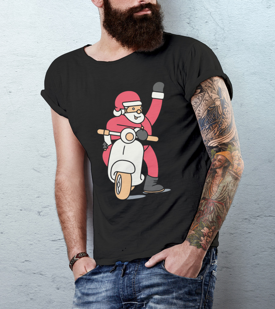 Santa Riding A Scooter T-Shirt