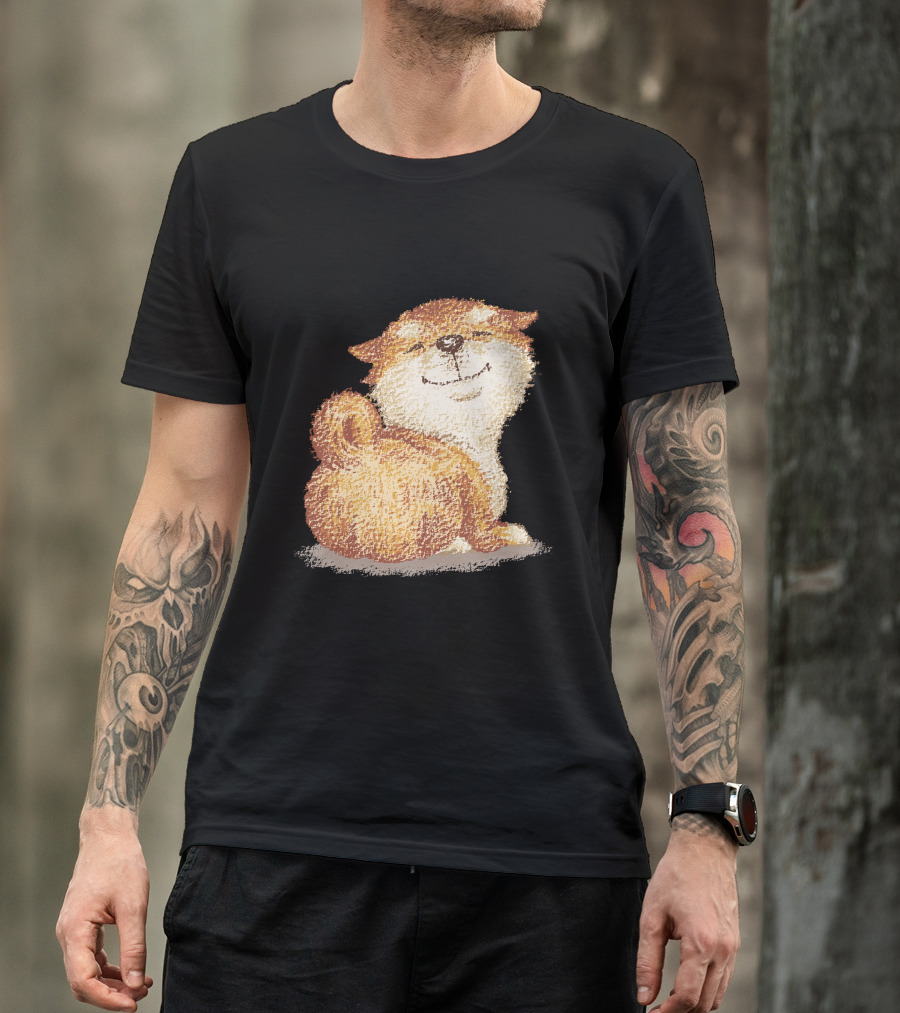 Shiba Smiling Happy Dog With Fluffy Tail T-Shirt