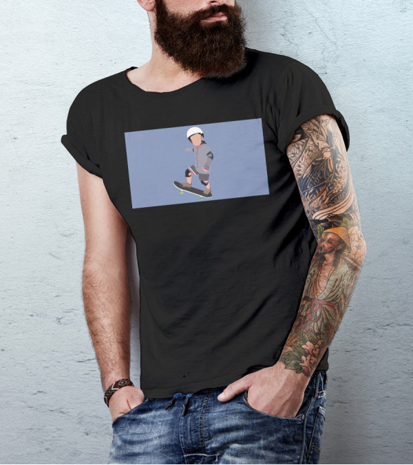 Skateboard Kid In Helmet And Gear T-Shirt