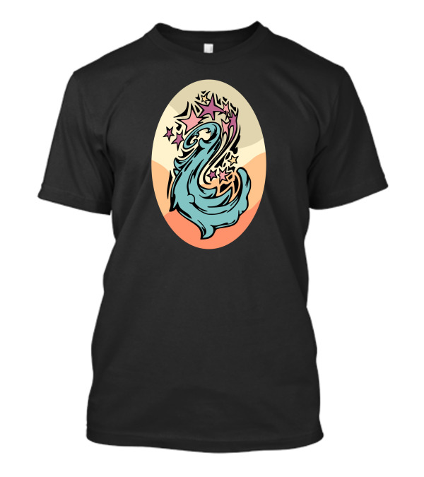 Stardust Cosmic Waves And Stars Retro Oval T-Shirt