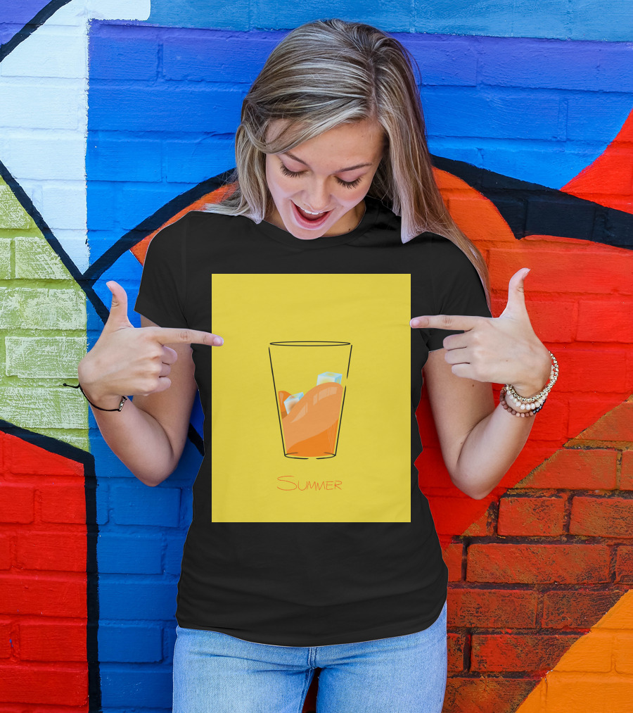 Summer Refreshing Orange Juice In Glass With Ice Cubes T-Shirt