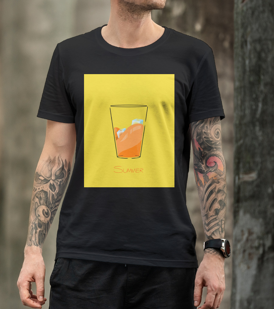 Summer Refreshing Orange Juice In Glass With Ice Cubes T-Shirt