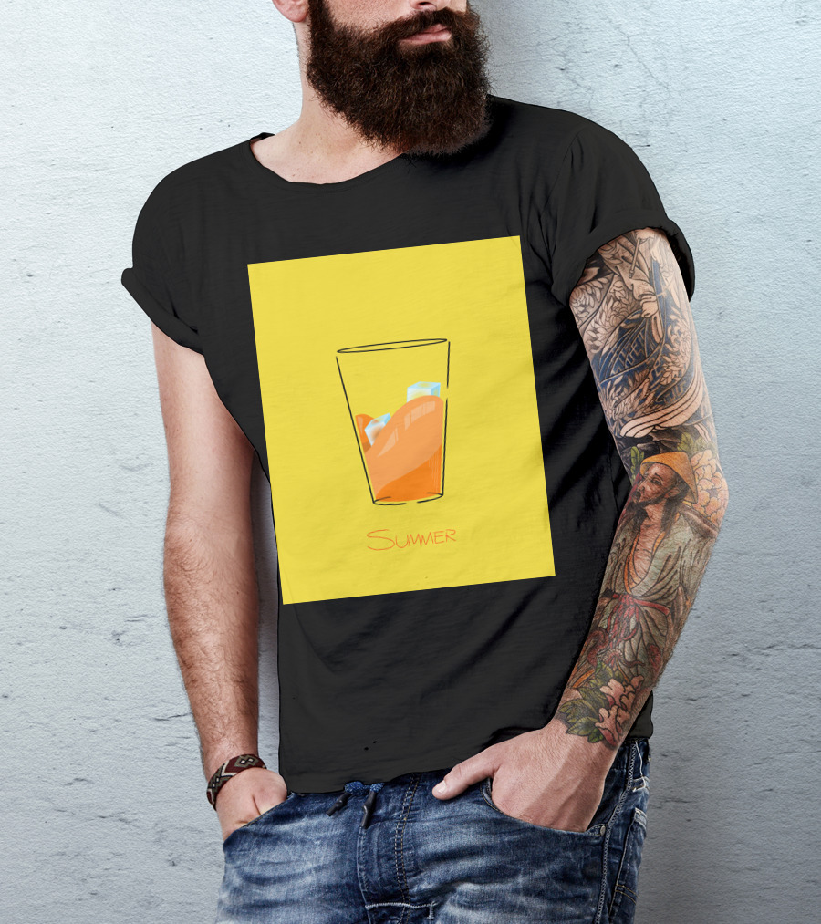 Summer Refreshing Orange Juice In Glass With Ice Cubes T-Shirt
