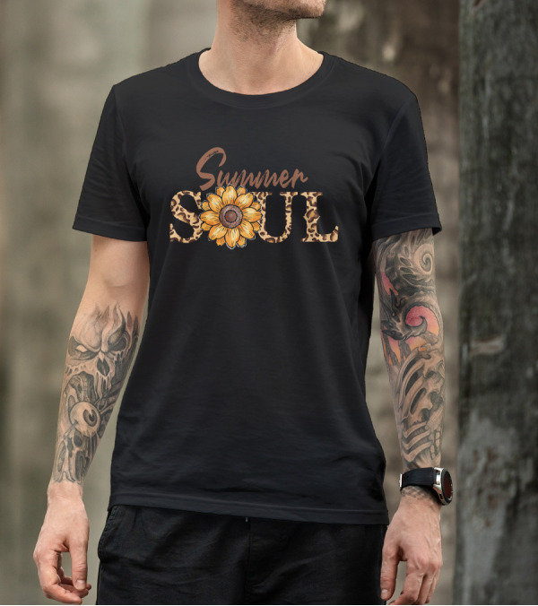 Summer Soul Sunflower Leopard Print T-Shirt
