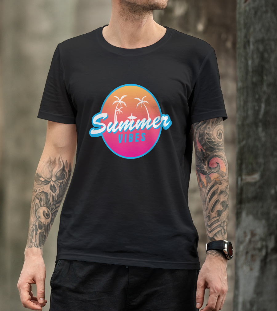 Summer Vibes Tropical Sunset Palm Trees T-Shirt
