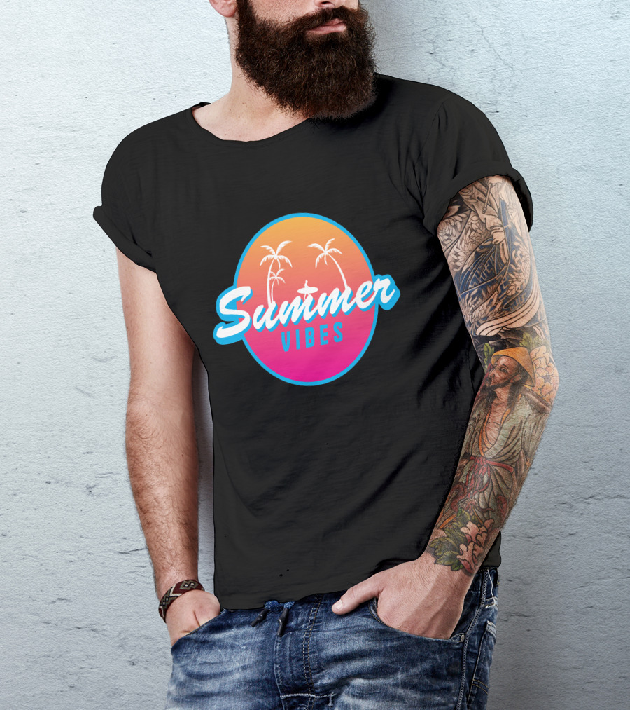 Summer Vibes Tropical Sunset Palm Trees T-Shirt