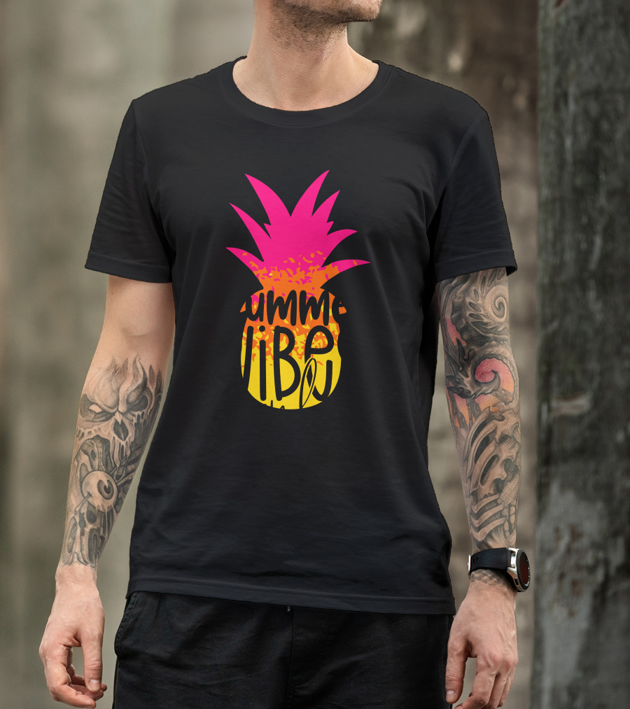 Summer Vibes Only Pink And Yellow Pineapple T-Shirt