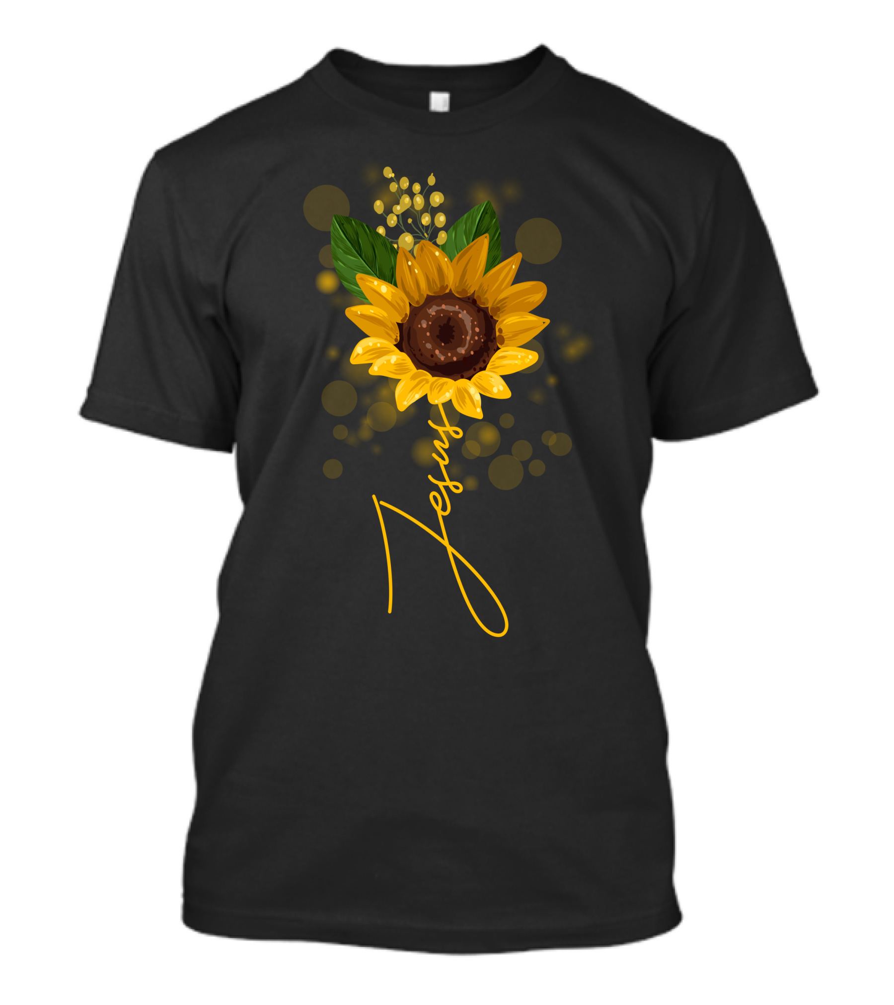 Sunflower Jesus Artistic Typography With Vibrant Floral T-Shirt