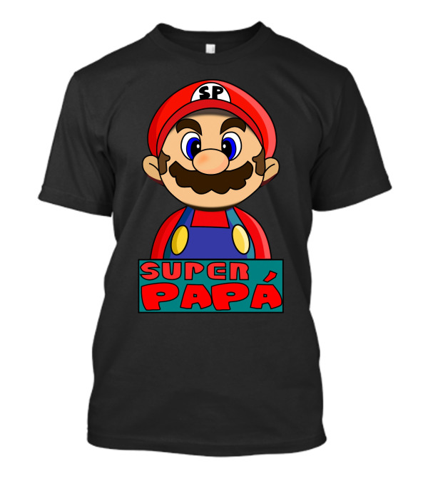 Super Papá SP Heroic Mustachioed Red Cap Character T-Shirt