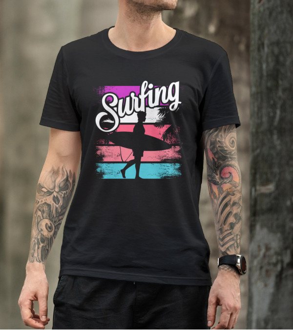 Surfing Silhouette With Tropical Vibes T-Shirt