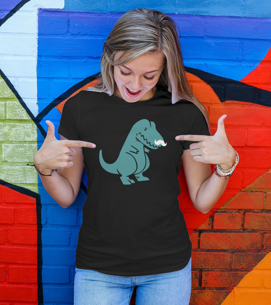 T Rex Dinosaur With Mustache T-Shirt