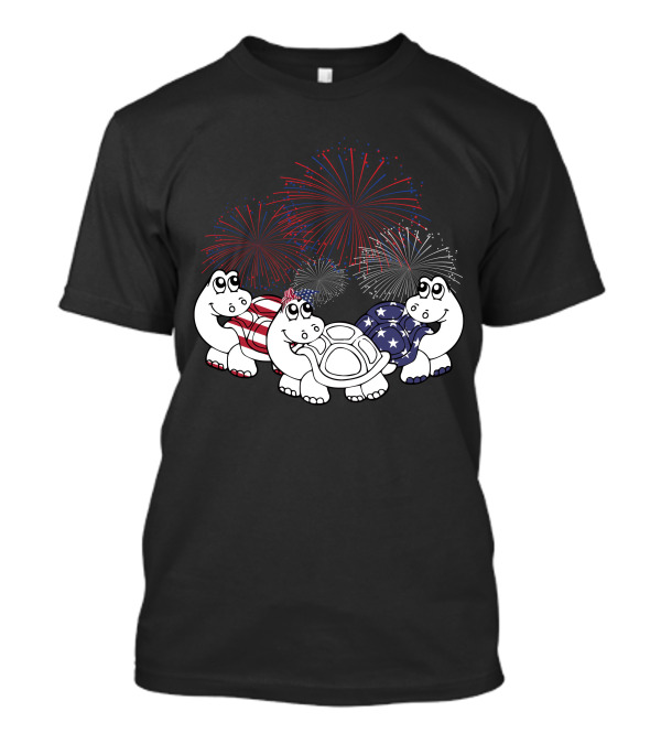 Turtles American Flag 4th Of July Fireworks Patriotic T-Shirt