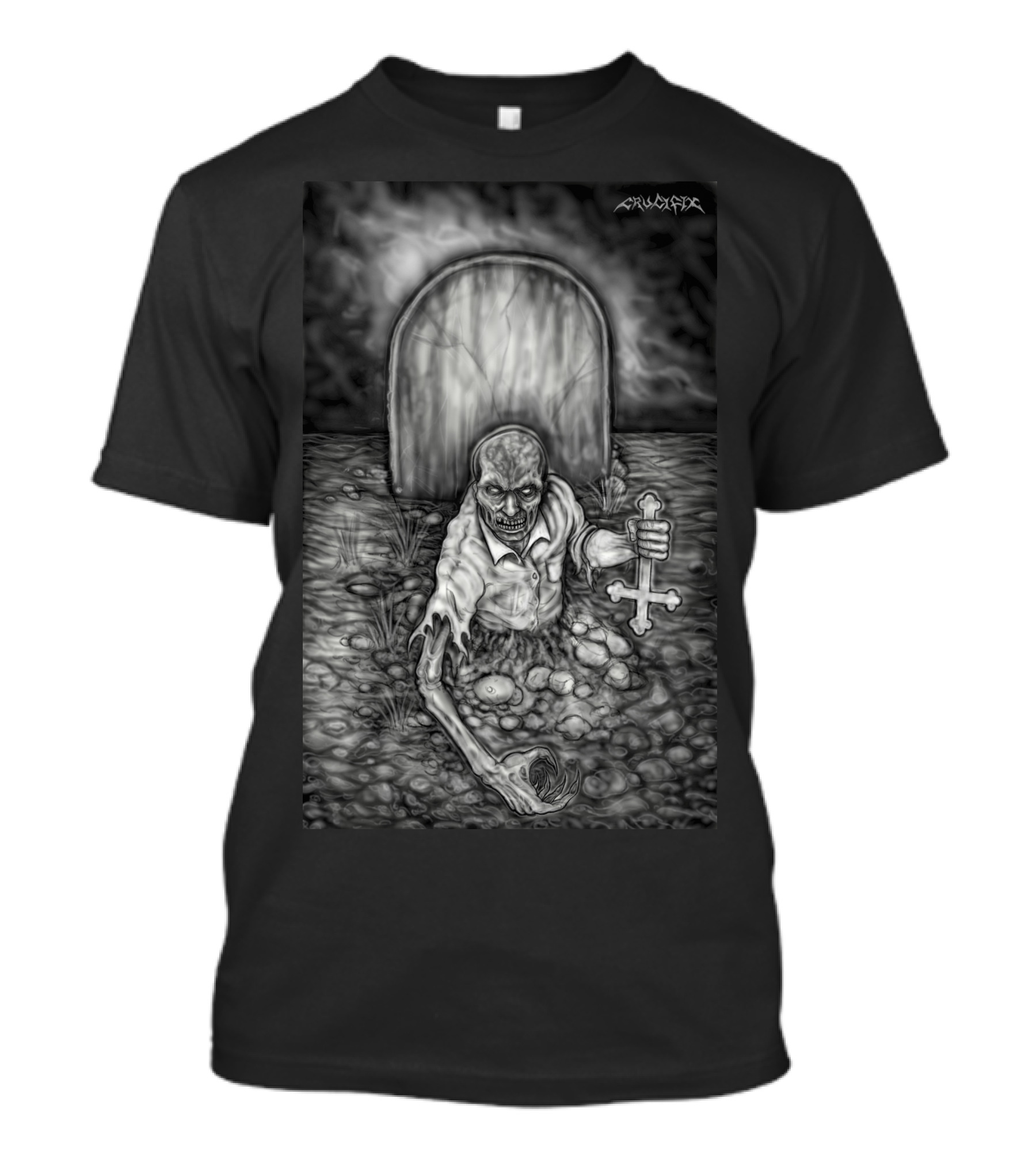 Zombi Graveyard Resurrection Holding Cross T-Shirt