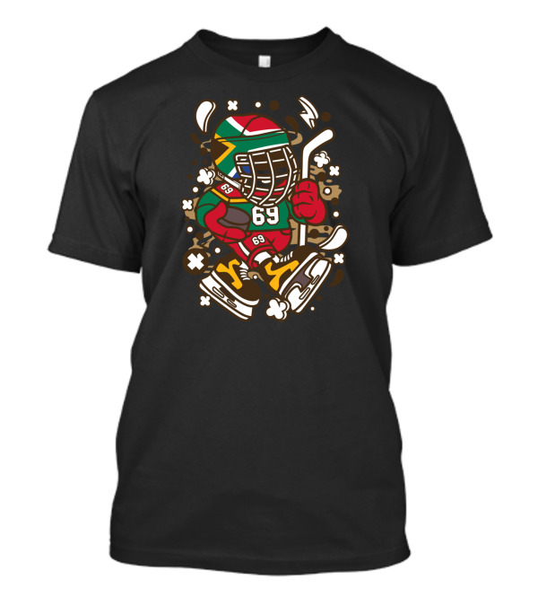 African Hockey Player With Number 69 In Colorful Gear T-Shirt