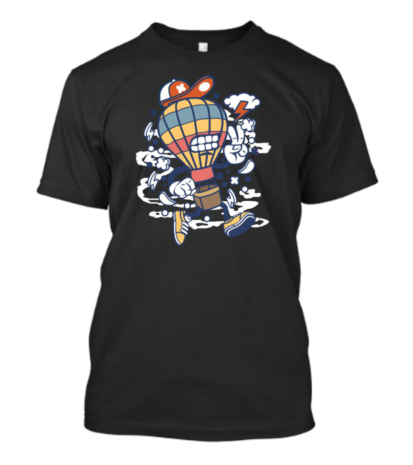 Air Balloon Adventure With Peace Sign And Lightning Clouds T-Shirt