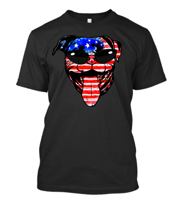 American Pitbull Stars And Stripes Sunglasses T-Shirt