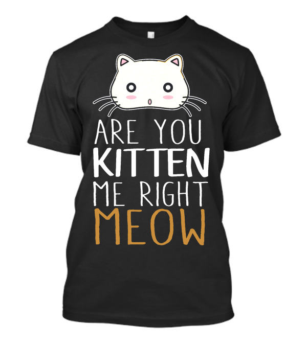 Are You Kitten Me Right Meow Cute Cat Face Pun T-Shirt