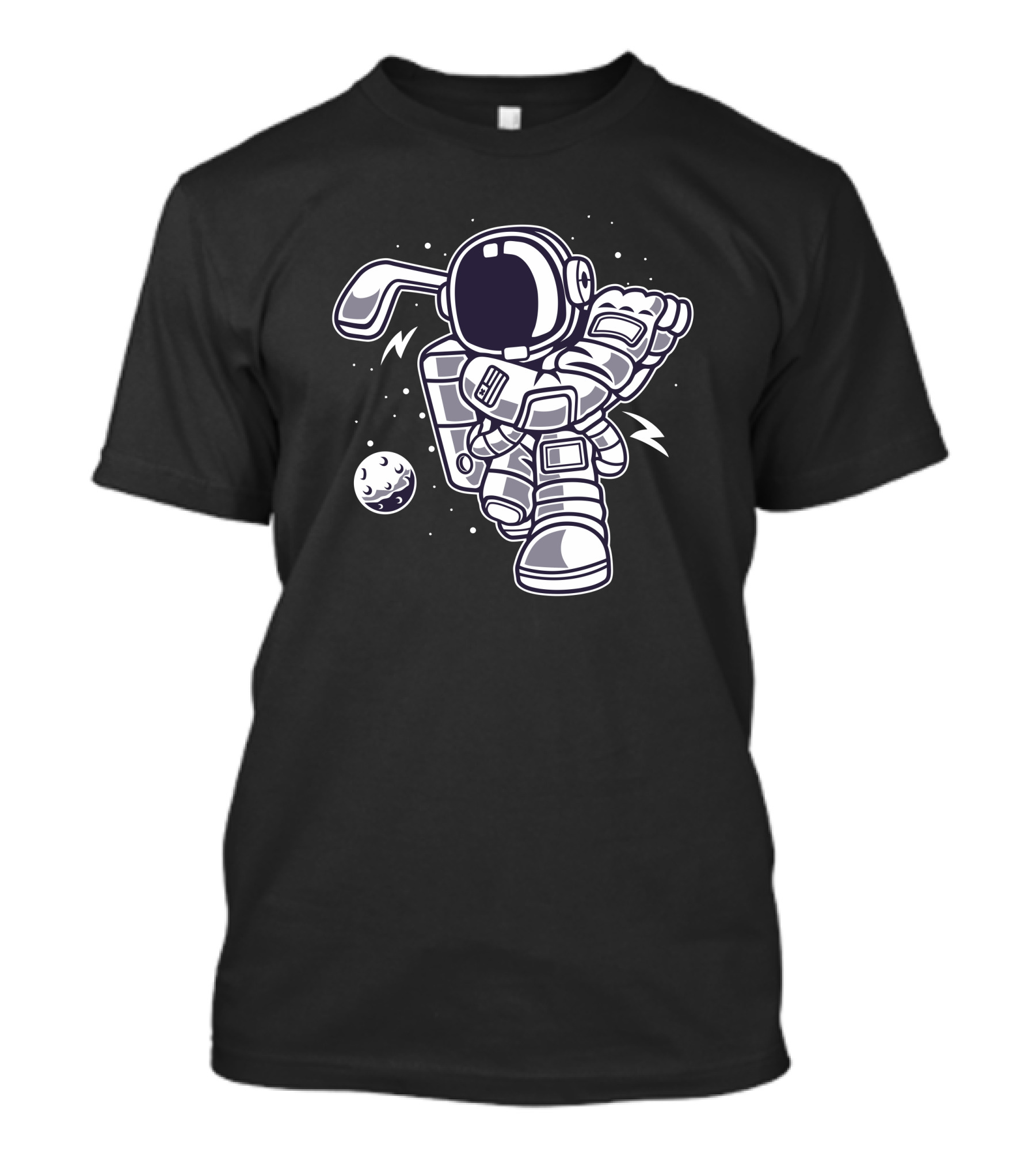 Astro Golf Astronaut Swinging Club With Moon Ball T-Shirt