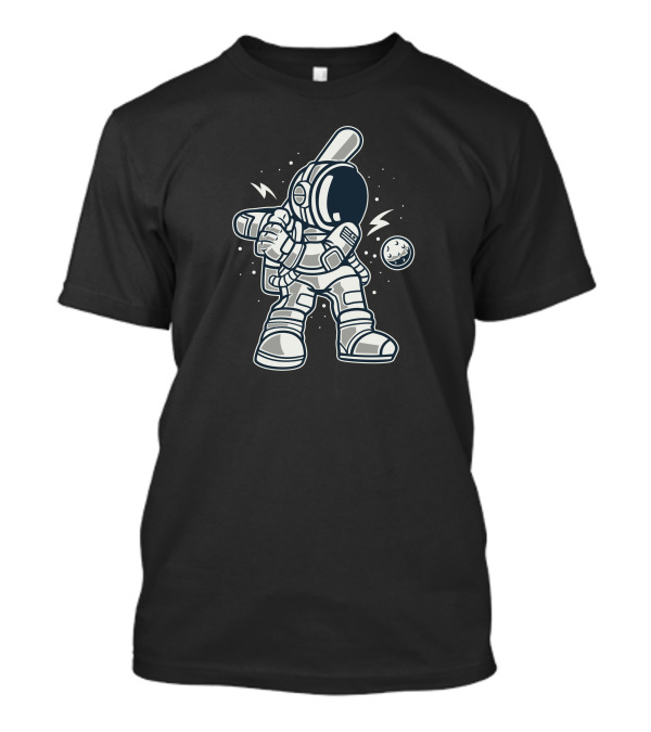 Astronaut Playing Baseball With Moon Bat And Glove T-Shirt