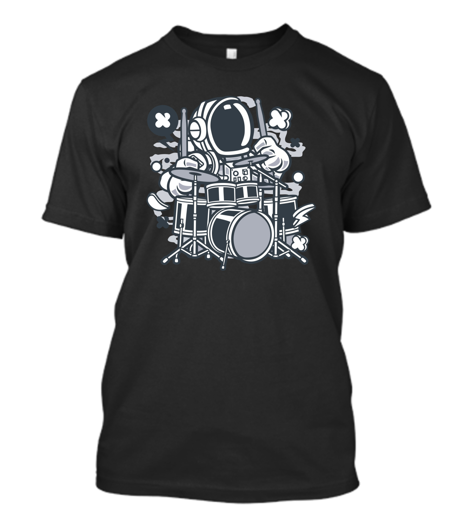 Astronaut Playing Drums In Cosmic Space Jam Session T-Shirt