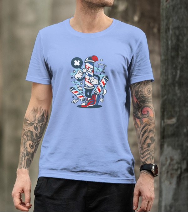 Barber Pole Cartoon Boxing T-Shirt