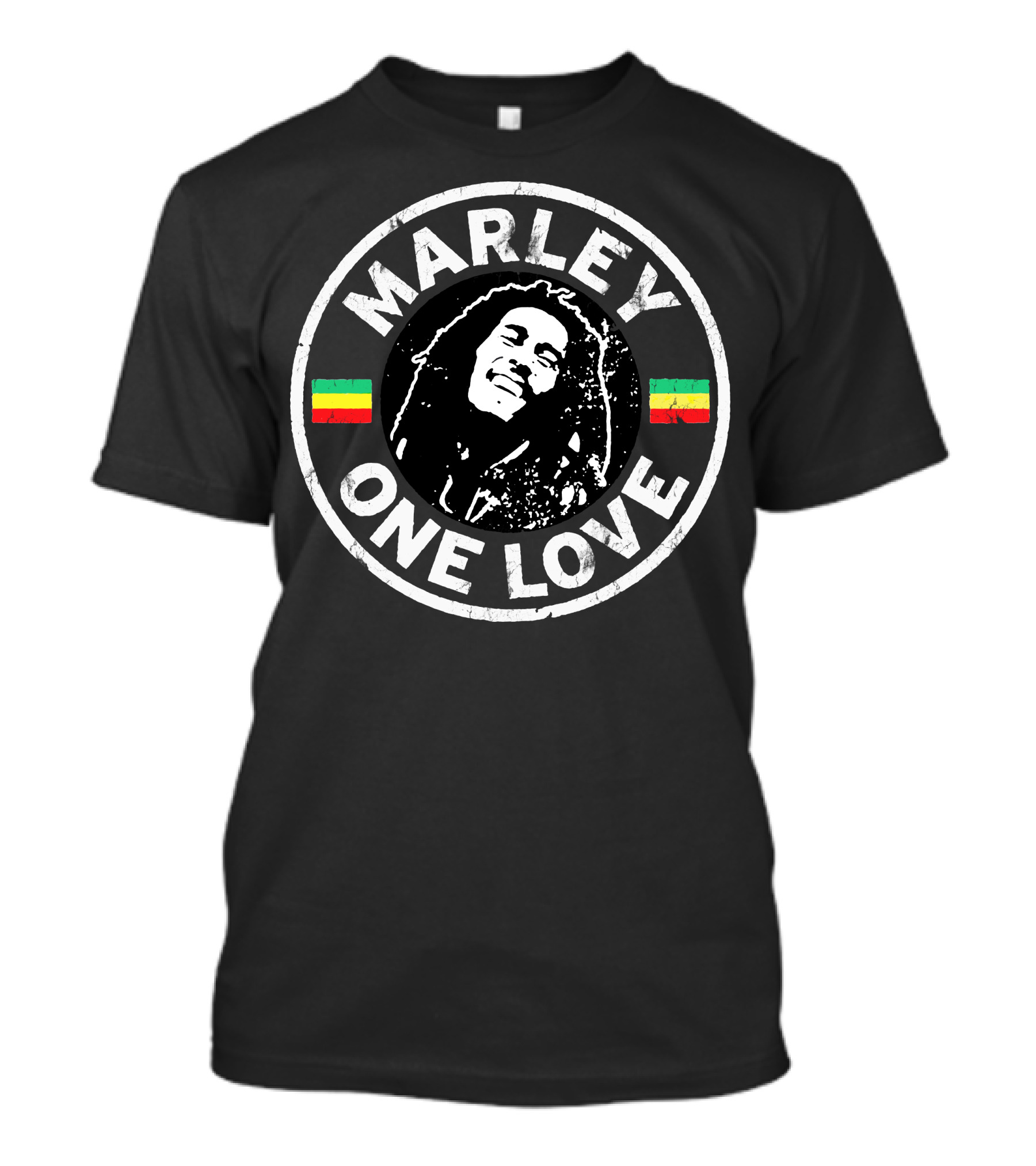 Bob Marley One Love Reggae Icon Circle Rasta Colors T-Shirt