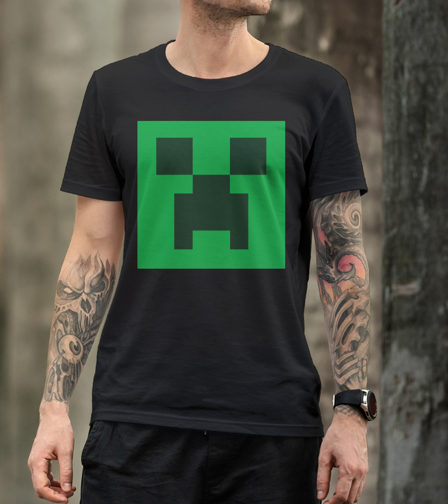 Minecraft Creeper Face Green Block T-Shirt