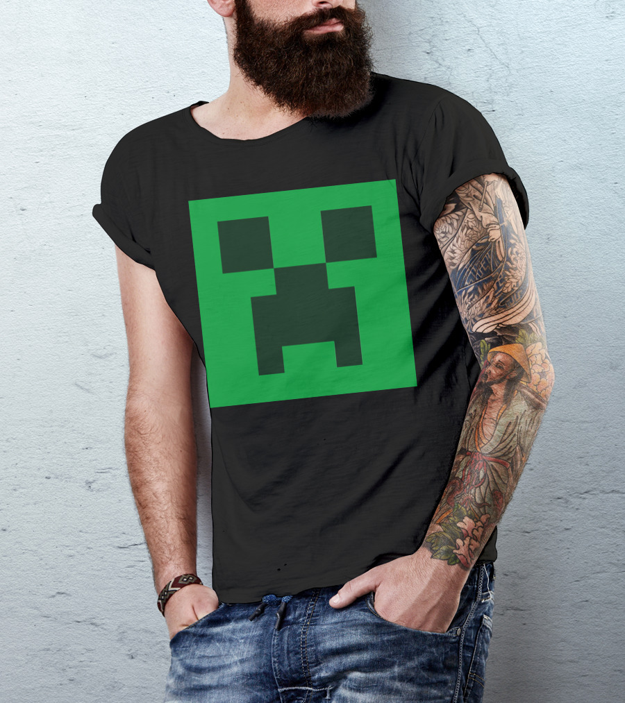 Minecraft Creeper Face Green Block T-Shirt