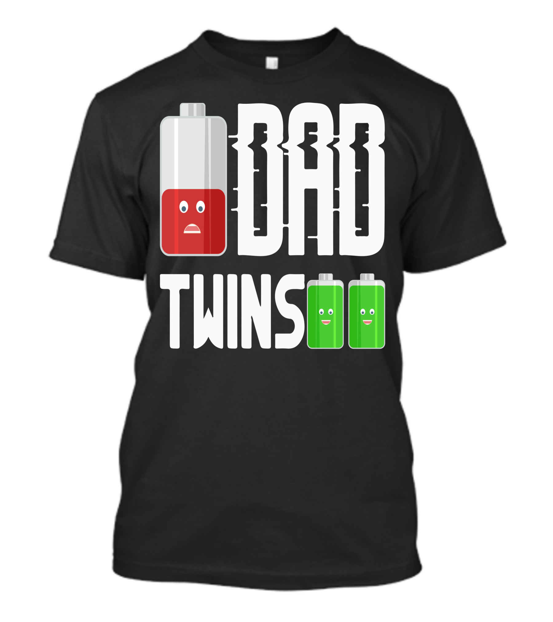 Dad And Twins Battery Levels Humor T-Shirt