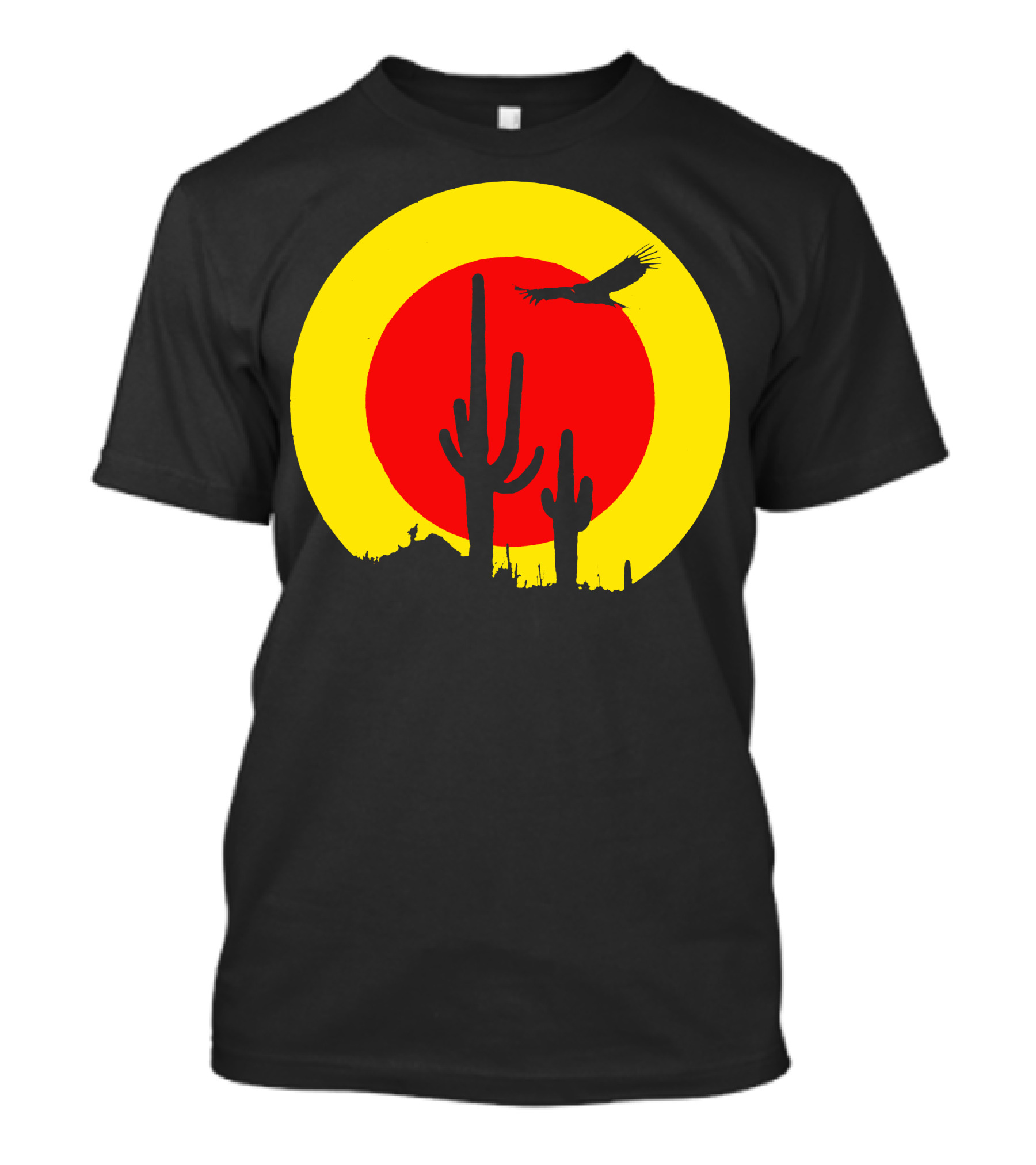 Death Valley Sunset With Cactus And Eagle T-Shirt