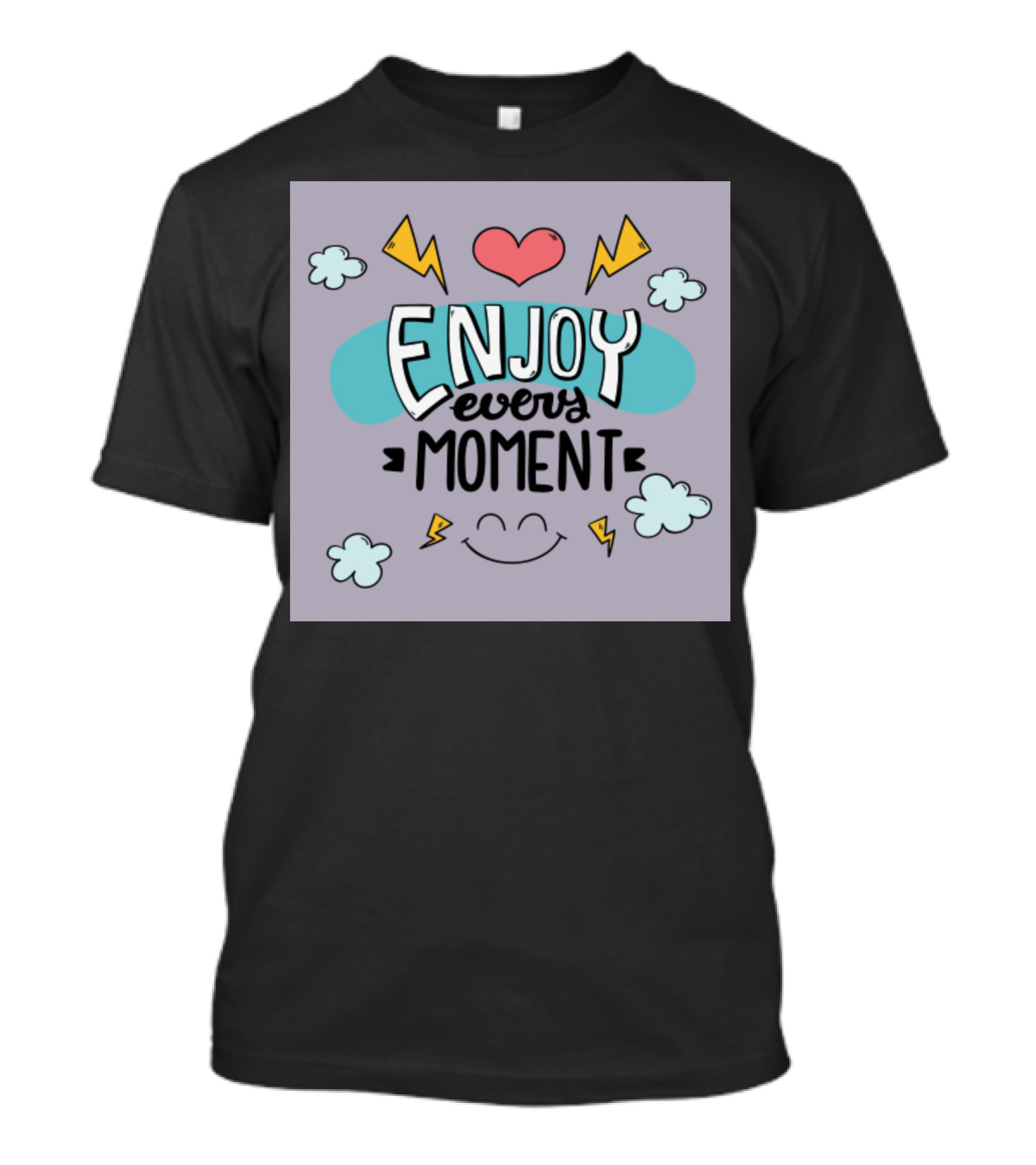 Enjoy Every Moment Heart Lightning Clouds Smile T-Shirt