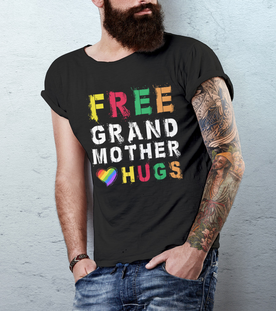 FREE GRAND MOTHER HUGS Rainbow Heart T-Shirt