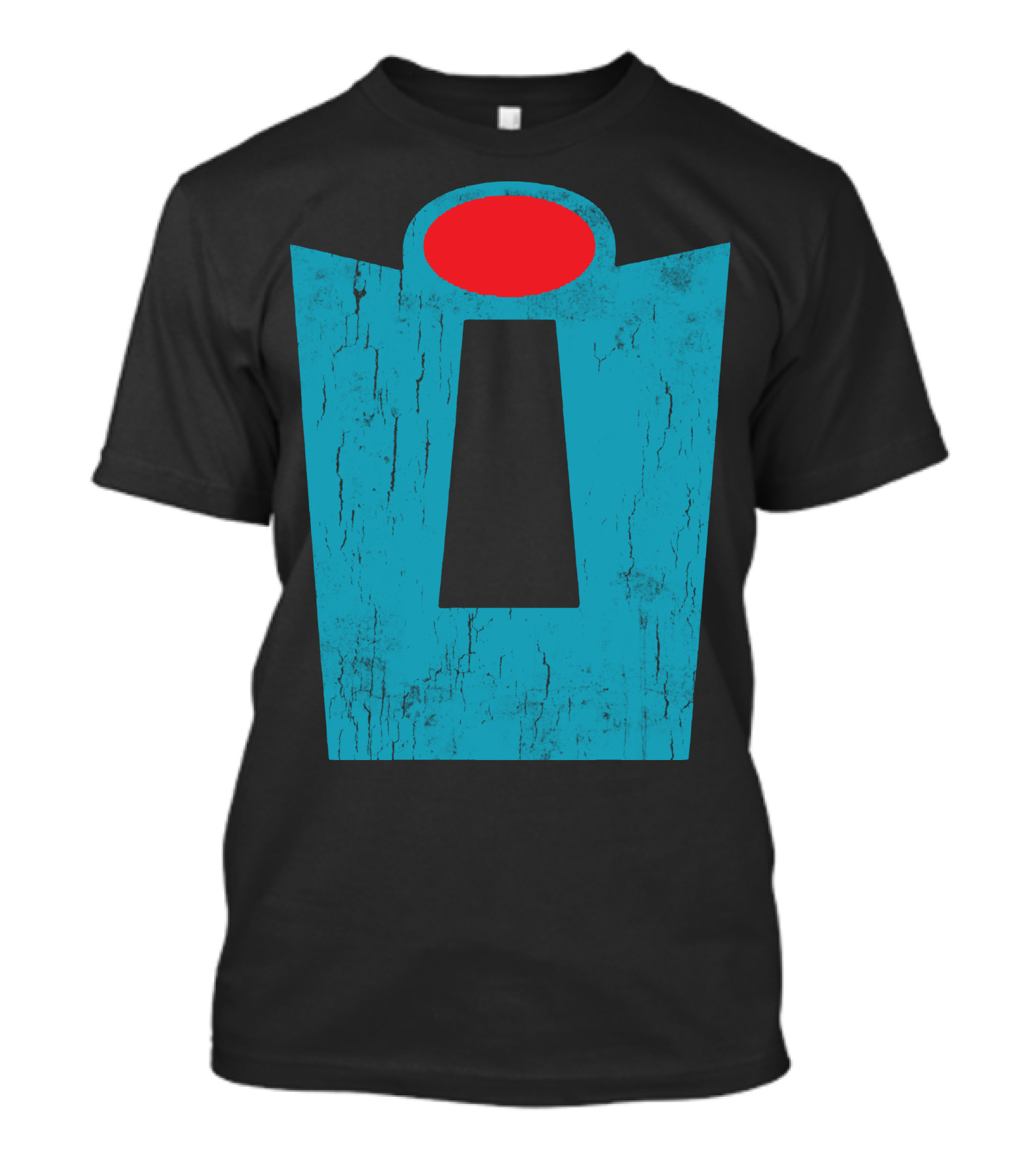 Funny Mr Grunge Distressed Texture Iconic Symbol Red Circle Blue Shape T-Shirt