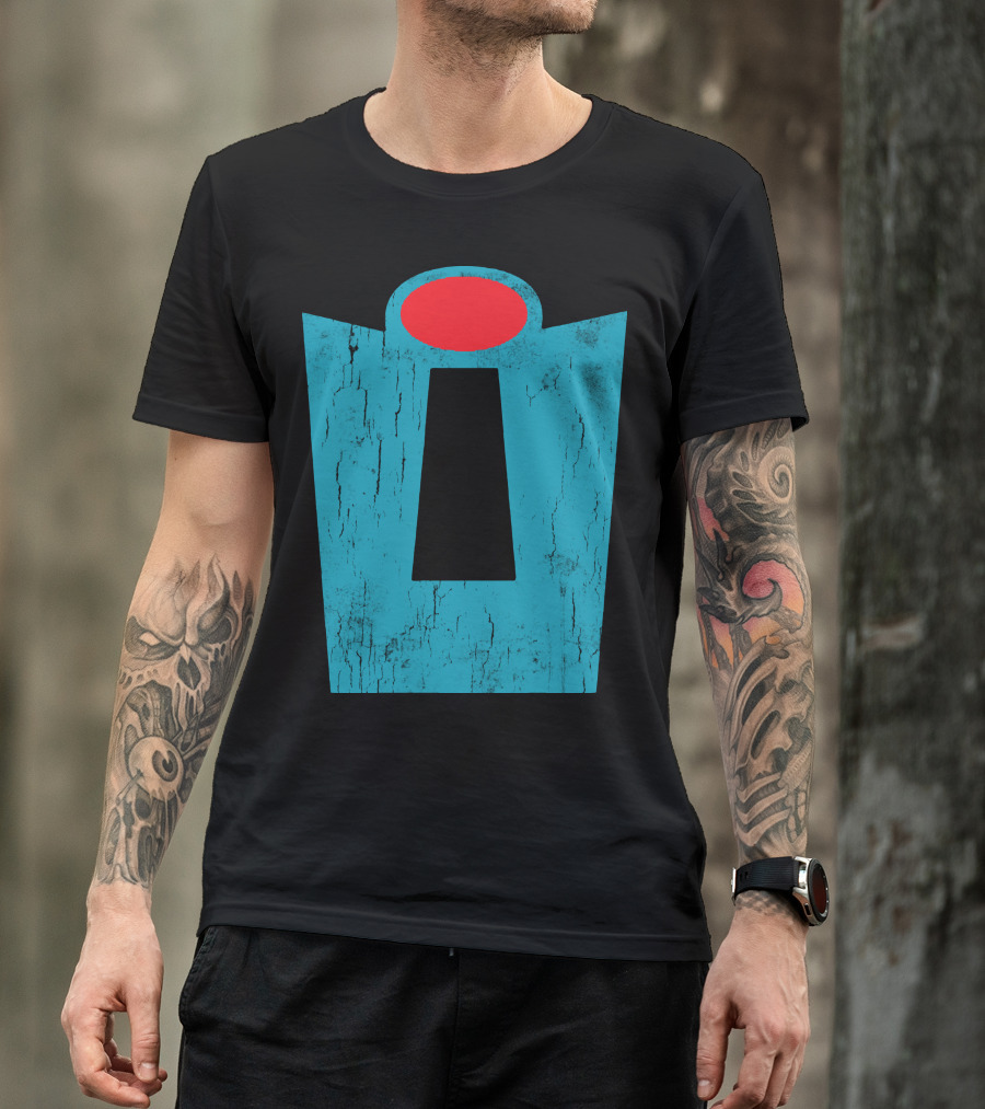Funny Mr Grunge Distressed Texture Iconic Symbol Red Circle Blue Shape T-Shirt