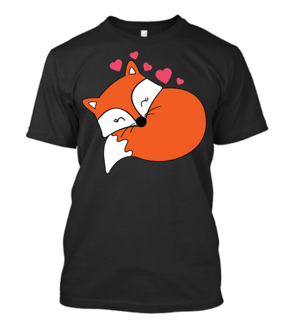 Funny Sleeping Fox With Hearts T-Shirt