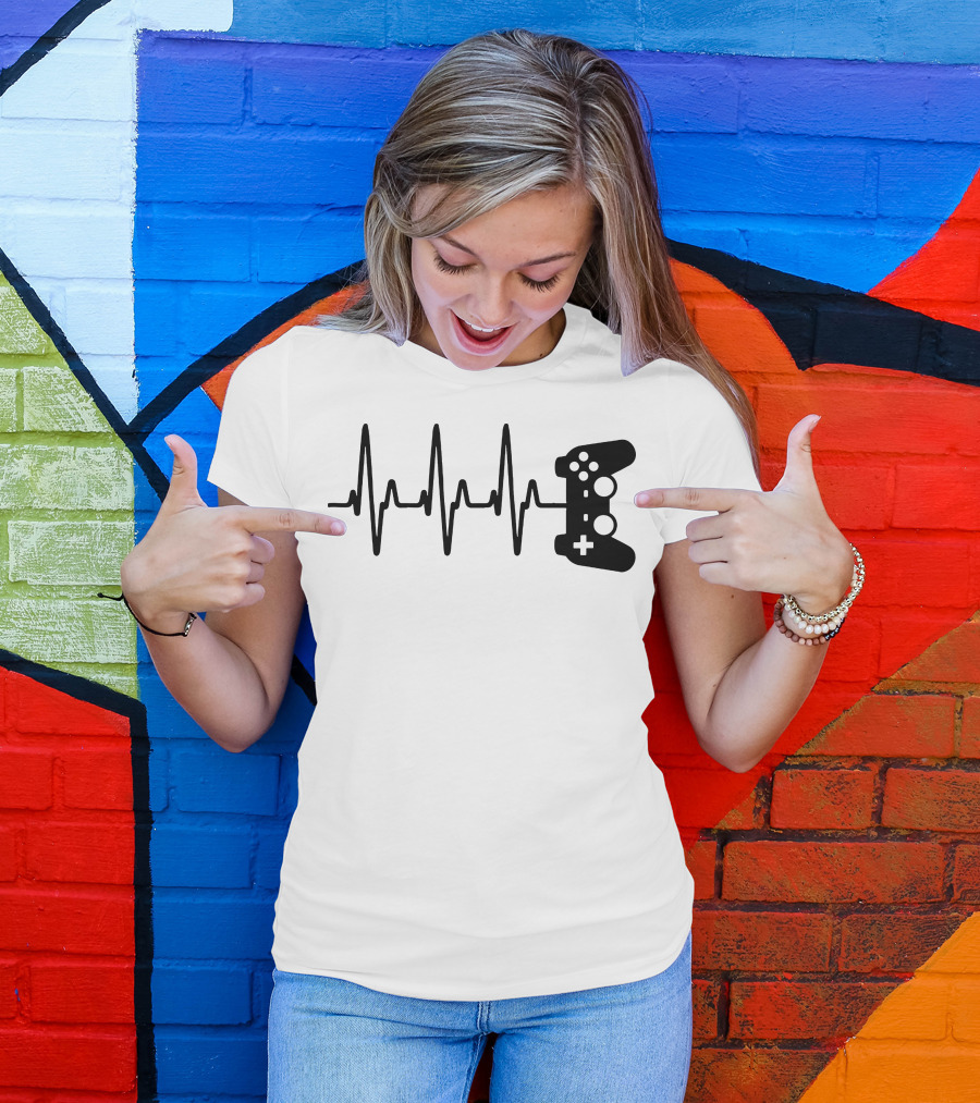 Heartbeat Video Game Controller Gamer T-Shirt