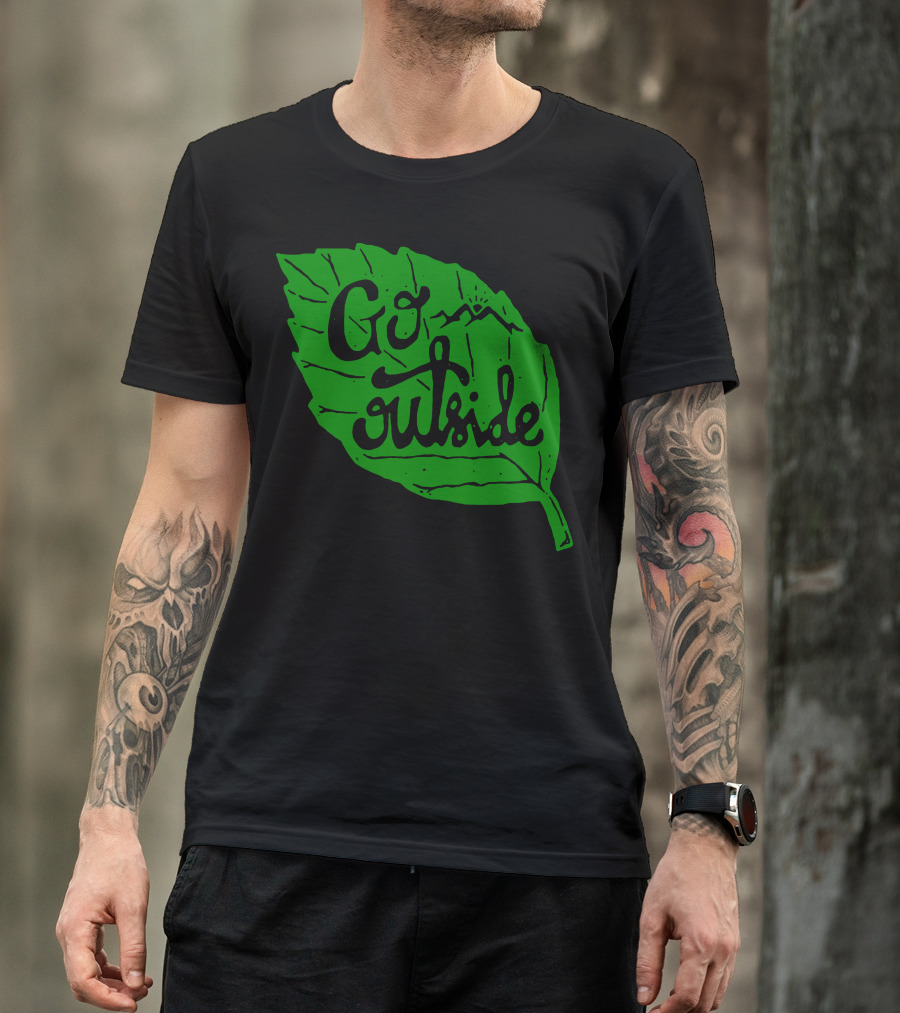 Go Outside Leaf With Mountains And Sunrise T-Shirt